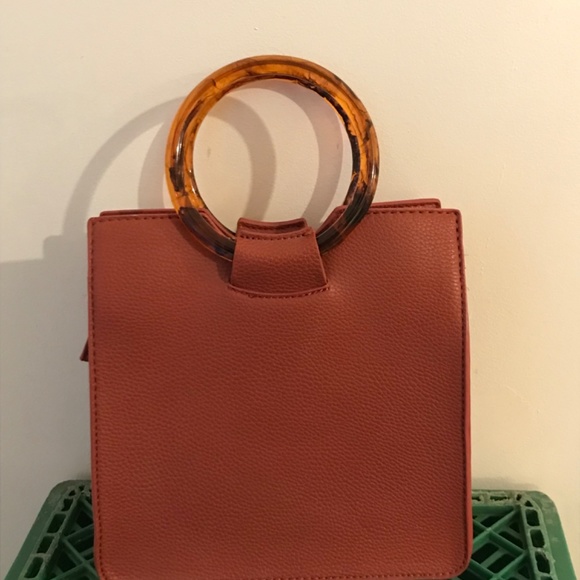 Chloe style vegan leather purse handbag vintage with lucite handles - Picture 3 of 7